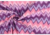 Stretch Poplin ZigZag Multi Purple