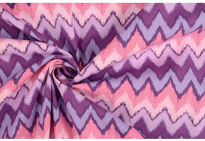 Stretch Popeline Zick-Zack Multi Lila