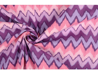 Stretch Poplin ZigZag Multi Purple