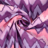 Stretch Poplin ZigZag Multi Paars