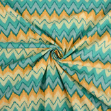 Stretch Poplin ZigZag Multi Groen