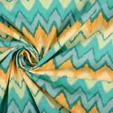Stretch Poplin ZigZag Multi Groen