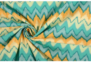 Stretch Poplin ZigZag Multi Green