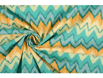 Stretch Popeline Zick-Zack Multi Grün