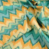Stretch Poplin ZigZag Multi Groen