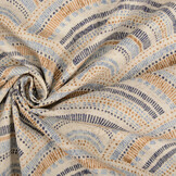 Stretch Poplin Waves Multi Blauw