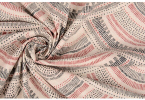 Stretch Poplin Waves Multi Rood