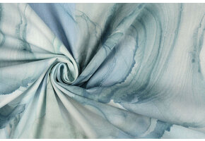 Stretch Poplin Aquarel Blauw