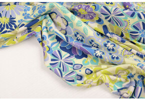 Viscose Jersey Sixties Flowers Multi-1