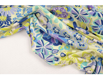 Viscose Jersey Sixties Flowers Multi-1