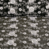 Mesh Embroidered Aliyah  Black-Silver