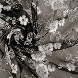 Mesh Embroidered Aliyah  Black-Silver