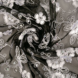 Mesh Embroidered Aliyah  Black-Silver