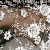 Mesh Embroidered Aliyah  Black-Silver