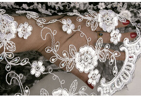 Mesh Embroidered Aliyah  Black-Silver