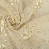 Mesh Embroidered Aliyah  Creme-Gold