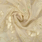 Mesh Embroidered Aliyah  Creme-Gold