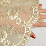 Netz Bestickt Aliyah Creme-Gold