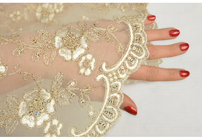 Mesh Geborduurd Aliyah Creme-Goud