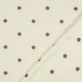 Teddy Stof Geborduurd Bloemen Creme