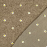 Teddystoff Bestickt Blumen Taupe
