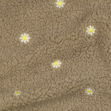 Curly Teddy Embroidered Flowers Taupe