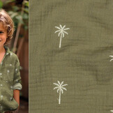 Double Gauze Palm Tree Army Green