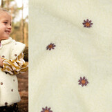 Teddy Stof Geborduurd Bloemen Creme