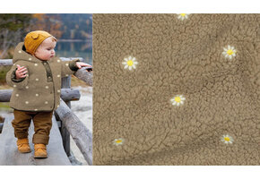 Curly Teddy Embroidered Taupe