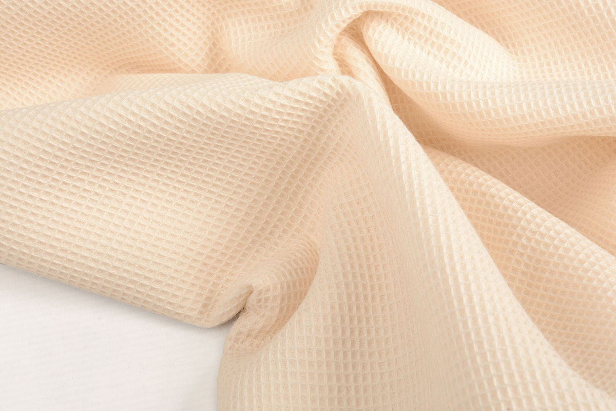 Waffle Pique Fabric Champagne Rose
