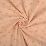 Baumwoll Musselin Stoff Mini Palme Lachs