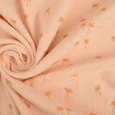 Double Gauze Fabric Mini Palm Salmon