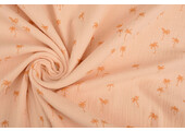 Double Gauze Fabric Mini Palm Salmon