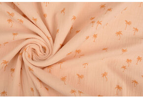 Baumwoll Musselin Stoff Mini Palme Lachs