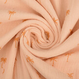 Double Gauze Fabric Mini Palm Salmon