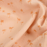 Baumwoll Musselin Stoff Mini Palme Lachs