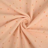 Double Gauze Fabric Mini Leaves Salmon