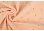 Double Gauze Fabric Mini Leaves Salmon