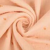 Double Gauze Fabric Mini Leaves Salmon