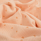 Double Gauze Fabric Mini Leaves Salmon