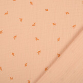 Baumwoll Musselin Stoff Mini Blätter Lachs