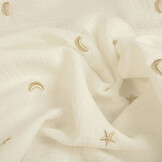 Baumwoll Musselin Mond und Sterne Off-White