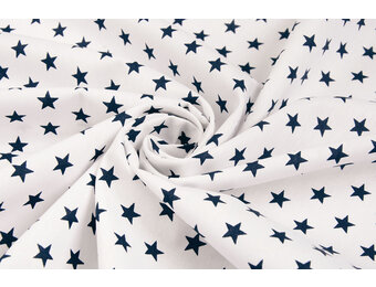 Popeline Petit Stars Weiß Marine