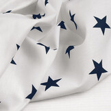 Poplin Stars White Navy