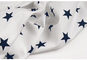 Popeline Stars Weiß Marine