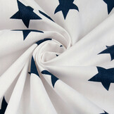 Poplin Stars White Navy