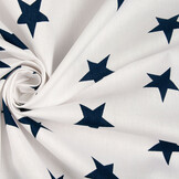Popeline Stars Weiß Marine