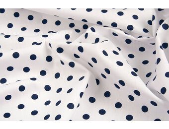 Poplin Dots Wit Marine