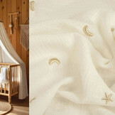 Hydrofiel Geborduurd  Maan en Sterren Off-White