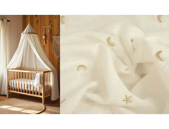 Double Gauze Moon and Stars Off-White